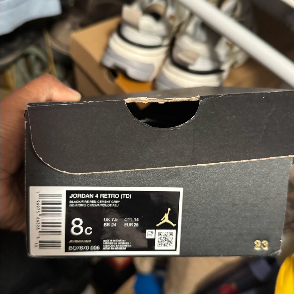 Jordan 4 Retro (TD) Black and Cement Gray Sneakers